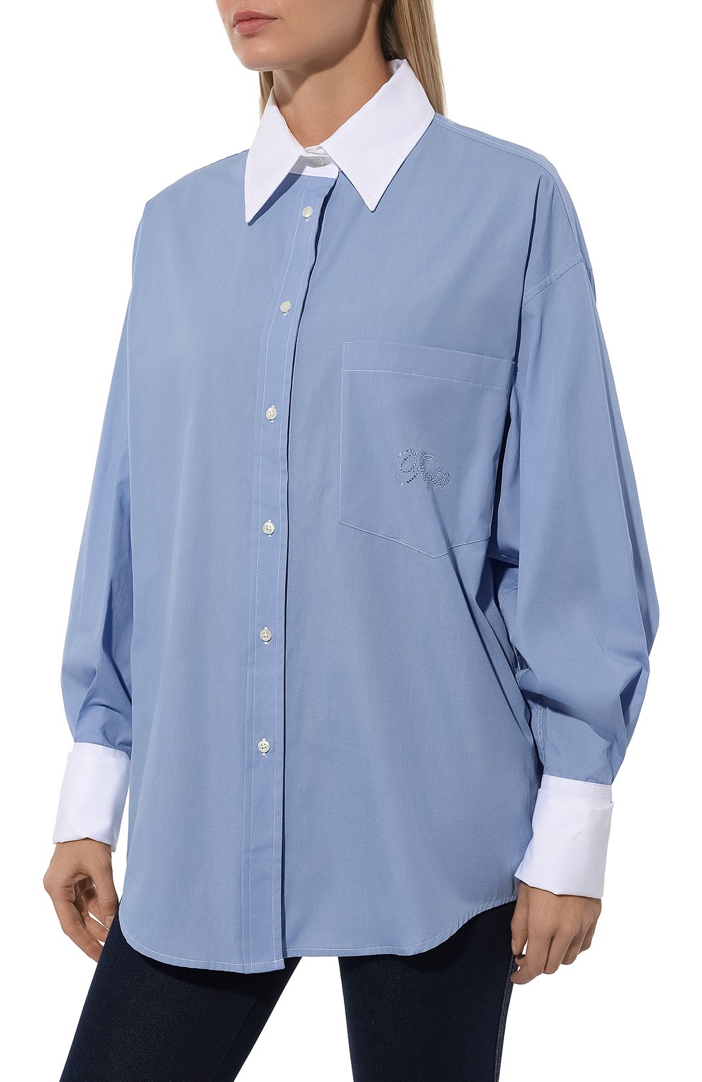 Хлопковая рубашка FORTE DEI MARMI COUTURE голубого цвета по цене 43800 руб., арт. 23WF02M, фото 3 Хлопковая рубашка FORTE DEI MARMI COUTURE, арт. 23WF02M, фото 3