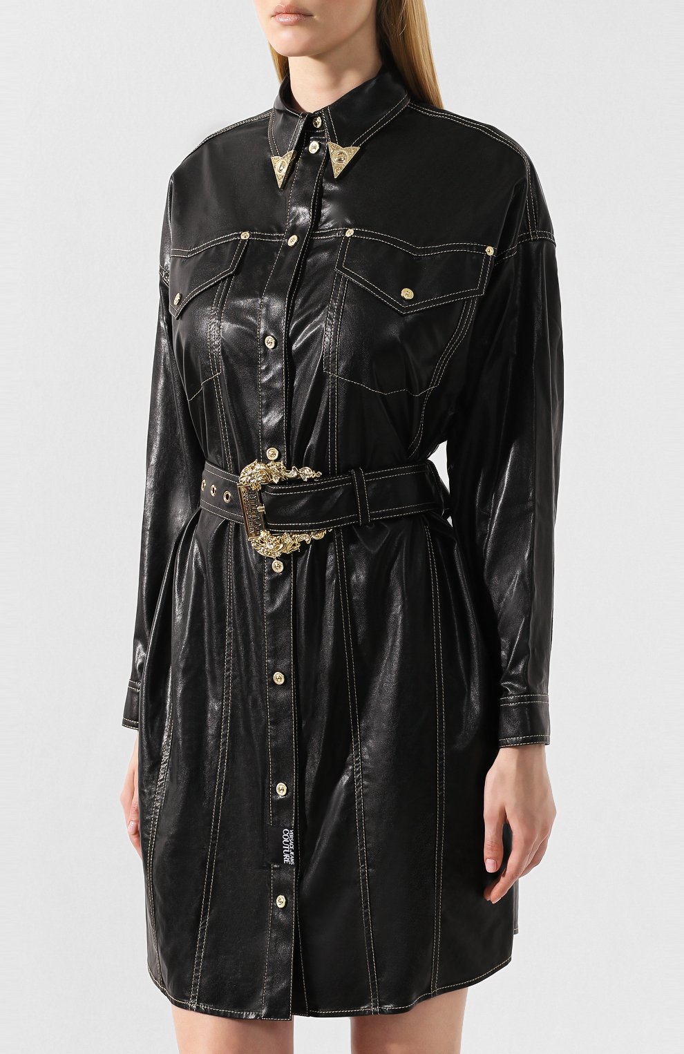 Платье с поясом VERSACE JEANS COUTURE черного цвета по цене 84150 руб., арт. D2HUA402-UDP902/04975, фото 3 Платье с поясом VERSACE JEANS COUTURE, арт. D2HUA402-UDP902/04975, фото 3