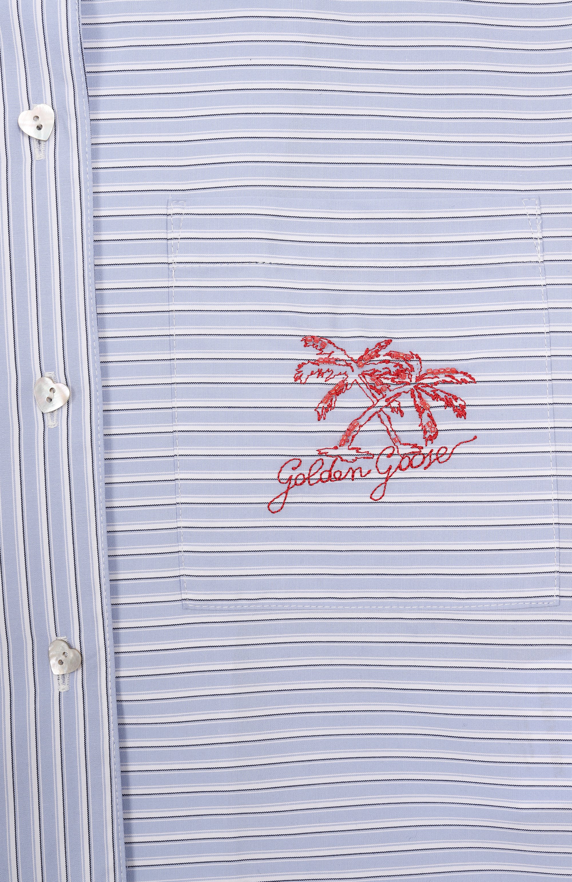 Хлопковая рубашка GOLDEN GOOSE DELUXE BRAND голубого цвета по цене 21200 руб., арт. GKP01767.P001929, фото 3 Хлопковая рубашка GOLDEN GOOSE DELUXE BRAND, арт. GKP01767.P001929, фото 3