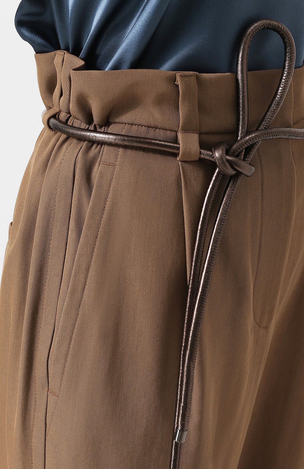 Укороченные брюки из смеси шерсти и хлопка с поясом BRUNELLO CUCINELLI, арт. MA033P6708, фото 5