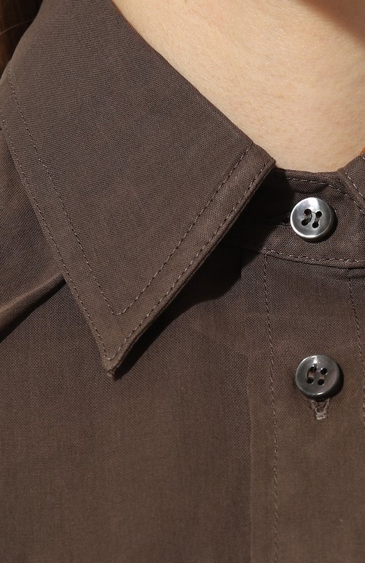 Хлопковая блузка Brunello Cucinelli MH911B1347 Коричневый  MH911B1347 Фото 5