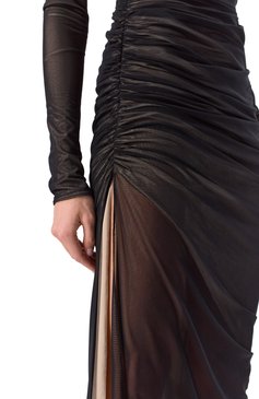 Женское платье MUGLER черного цвета, арт. 25P3R01727595 | Фото 5 (Рукава: Длинные; Материал сплава: Проставлено; Длина Ж (юбки, платья, шорты): Макси; Драгоценные камни: Проставлено; Женское Кросс-КТ: Платье-одежда; Стили: Готика; Случай: Коктейльный; Материал внешний: Синтетический материал)