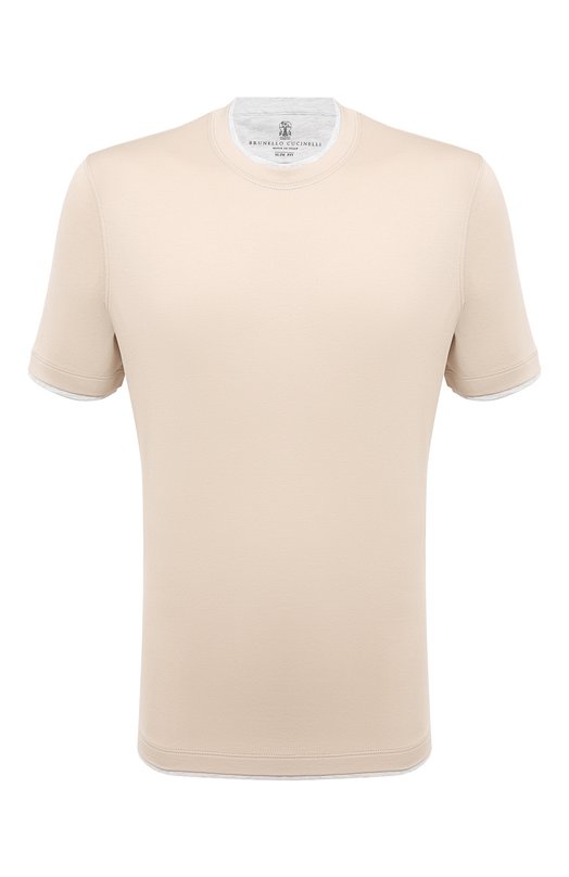 Хлопковая футболка Brunello Cucinelli M0T617427 Бежевый M0T617427