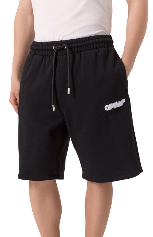 Хлопковые шорты Off-White 0MCI013S25FLE003 Чёрный  0MCI013S25FLE003 Фото 3