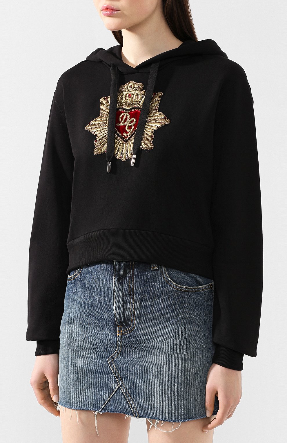 Хлопковое худи DOLCE & GABBANA черного цвета по цене 125500 руб., арт. F9H75Z/G7VVS, фото 3 Хлопковое худи DOLCE & GABBANA, арт. F9H75Z/G7VVS, фото 3