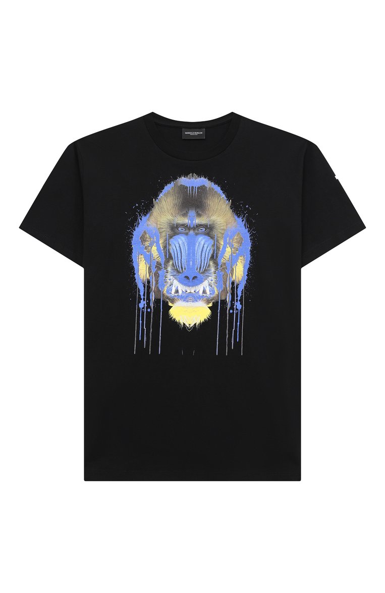 Детская хлопковая футболка MARCELO BURLON KIDS OF MILAN черного цвета, арт. 21E/B/MB/1102/0010/2-6Y | Фото 1 (Рукава: Короткие; Материал внешний: Хлопок; Региональные ограничения белый список (Axapta Mercury): RU; Мальчики Кросс-КТ: Футболка-одежда; Материал сплава: Проставлено; Драгоценные камни: Проставлено; Ростовка одежда: 6 лет | 116 см)