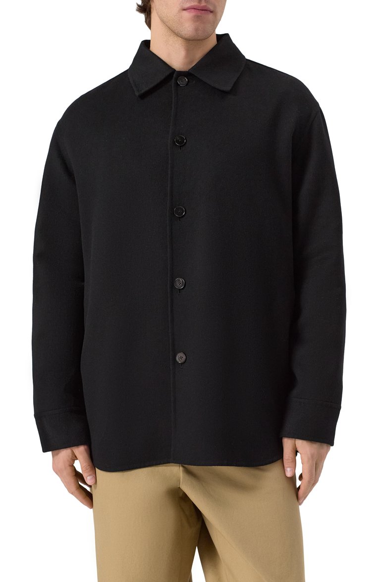 Мужская кашемировая куртка-рубашка JIL SANDER черного цвета, арт. J23BN0006-J35001 | Фото 3 (Рукава: Длинные; Длина (верхняя одежда): До середины бедра; Материал внешний: Шерсть, Кашемир; Материал подклада: Вискоза; Кросс-КТ: Легкие; Мужское Кросс-КТ: Куртка-рубашка, шерсть и кашемир; Стили: Кэжуэл, Минимализм)
