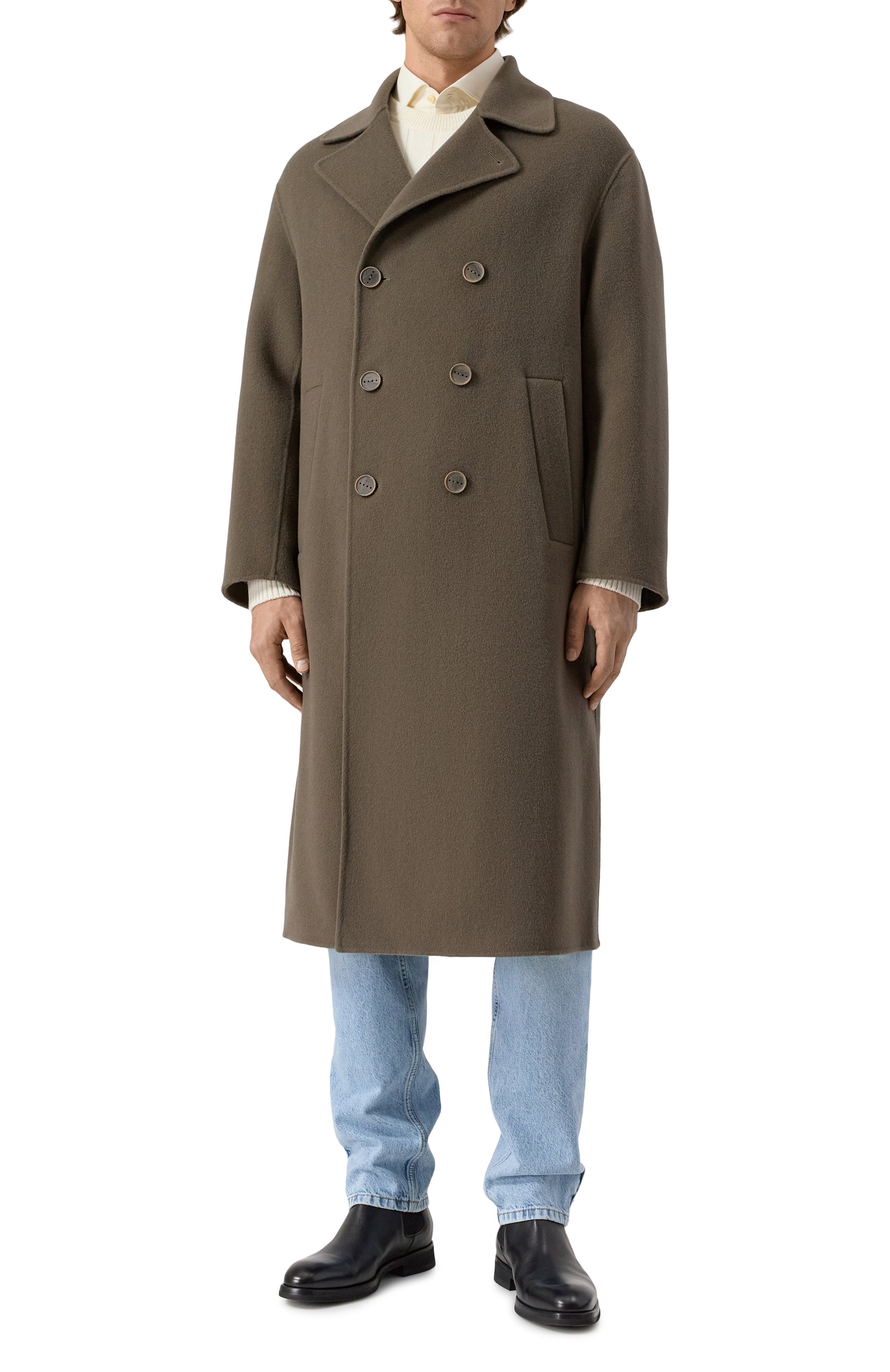 Шерстяное пальто HEVO коричневого цвета по цене 152500 руб., арт. ERCHIE D 0/I700, фото 3 Шерстяное пальто HEVO, арт. ERCHIE D 0/I700, фото 3