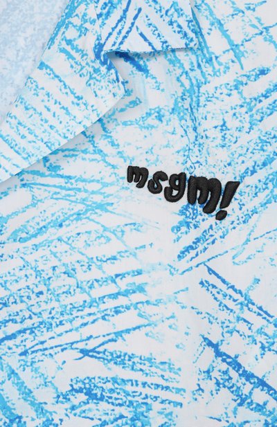 Хлопковая рубашка MSGM KIDS голубого цвета по цене 15600 руб., арт. S6MSJUSI140, фото 3 Хлопковая рубашка MSGM KIDS, арт. S6MSJUSI140, фото 3