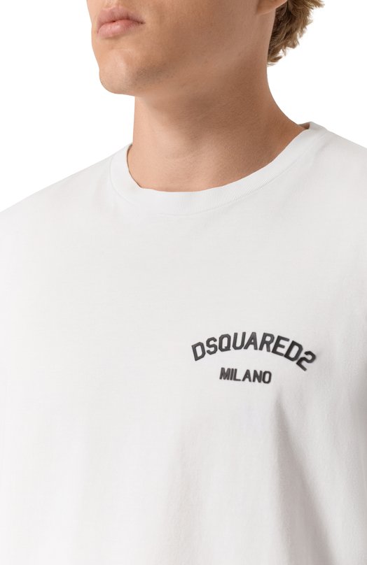 Хлопковая футболка Dsquared2 S74GD1477/D20020 Белый  S74GD1477/D20020 Фото 5