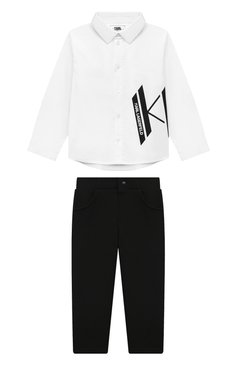 Детский комплект из рубашки и брюк KARL LAGERFELD KIDS черно-белого цвета, арт. Z30294 | Фото 1 (Нос: Не проставлено; Материал сплава: Проставлено; Кросс-КТ НВ: Костюм; Ростовка одежда: 24 мес | 92 см)