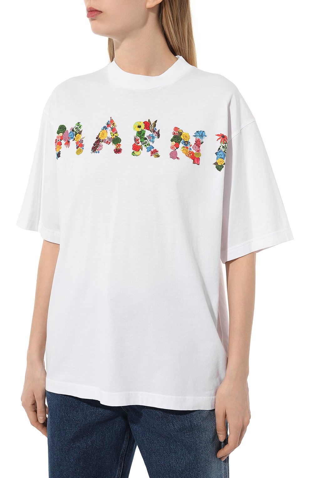 Хлопковая футболка MARNI белого цвета по цене 47350 руб., арт. HUMU0223PU/USCW59, фото 3 Хлопковая футболка MARNI, арт. HUMU0223PU/USCW59, фото 3