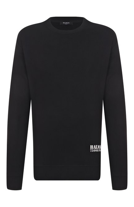 Мужской хлопковый свитшот BALMAIN черного цвета, арт. FH1JS001/BD04 | Фото 1 (Рукава: Длинные; Автоматизация состава: Проставлено; Длина (для топов): Стандартные; Материал внешний: Хлопок; Автоматизация ТО: Проставлено)