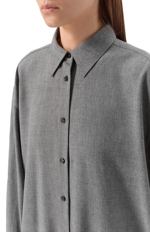 Рубашка из вискозы и шерсти TOTEME 254-WRT0480-FB0016 Серый  254-WRT0480-FB0016 Фото 5