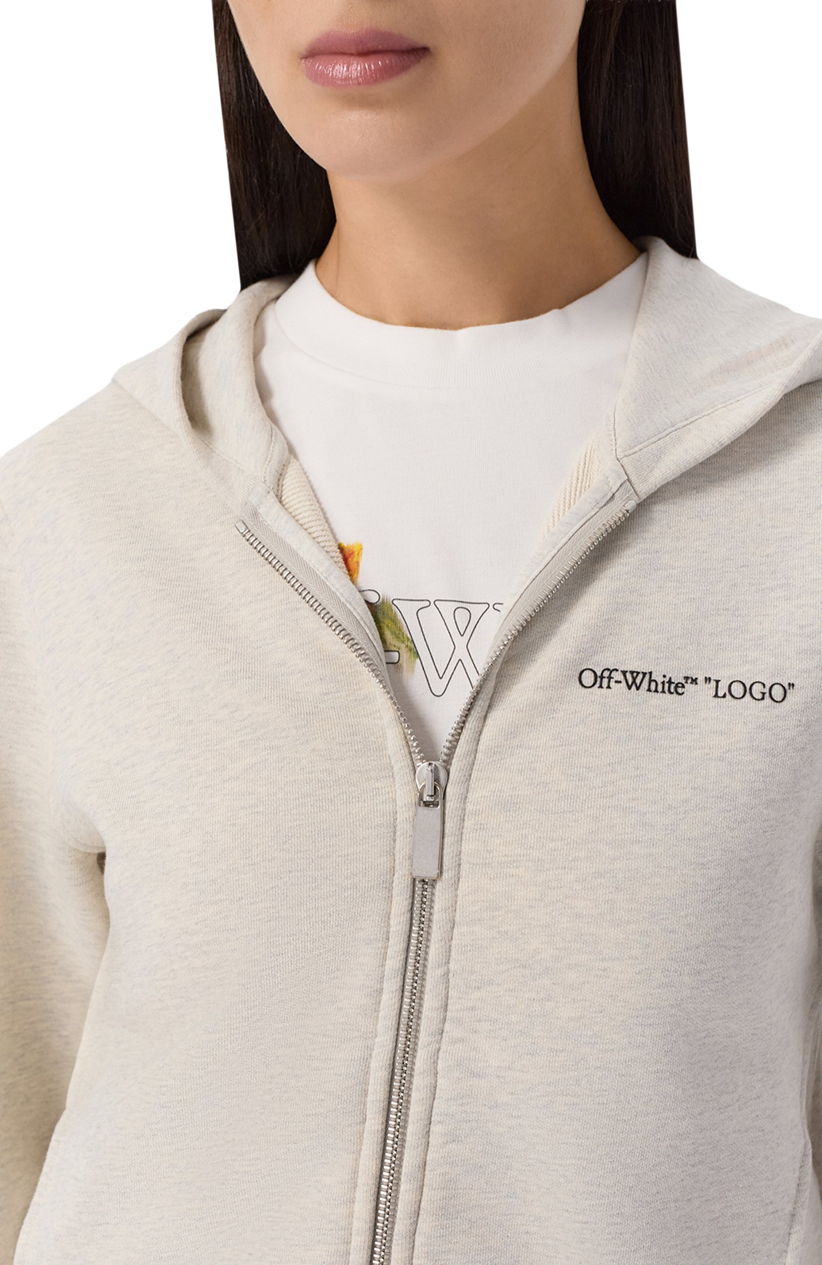 Хлопковая толстовка OFF-WHITE светло-серого цвета по цене 69950 руб., арт. 2FE00510T, фото 5 Хлопковая толстовка OFF-WHITE, арт. 2FE00510T, фото 5