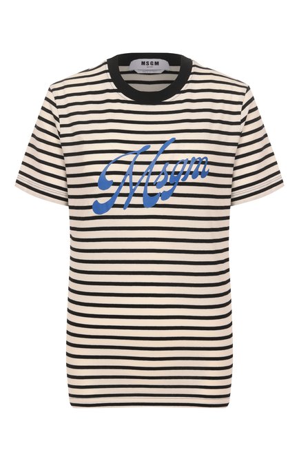 Женская хлопковая футболка MSGM кремового цвета по цене 0 руб., арт. 3842MDM111/257322 | Фото 1