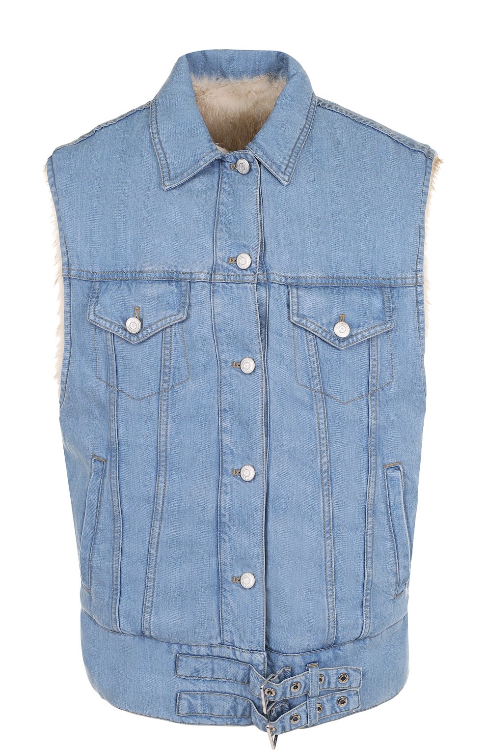 Джинсовый жилет свободного кроя с подкладкой из меха бобра YS ARMY PARIS, арт. 8EFG01467D52W, фото 1