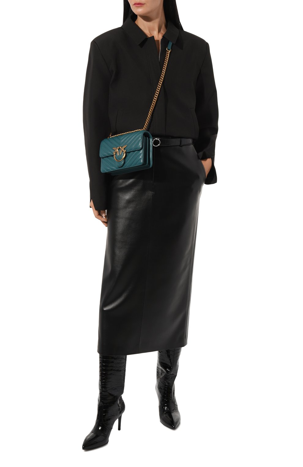 Сумка love one mini PINKO бирюзового цвета по цене 28900 руб., арт. 100074/A0GK, фото 7 Сумка love one mini PINKO, арт. 100074/A0GK, фото 7