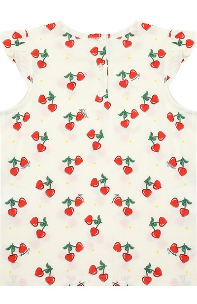 Хлопковый топ с принтом и оборками GUCCI, арт. 458222/X5N48, фото 2