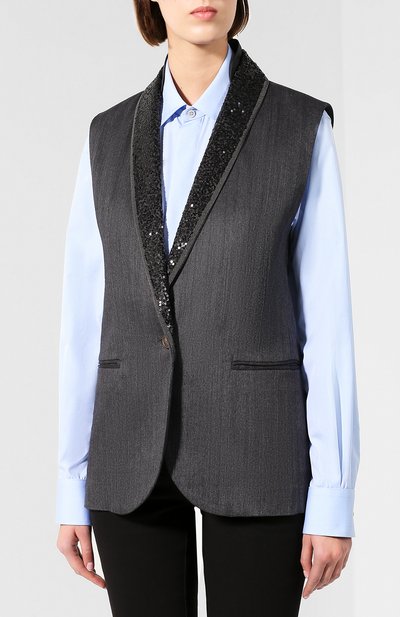 Жилет из смеси хлопка и льна BRUNELLO CUCINELLI, арт. MF5788171, фото 3