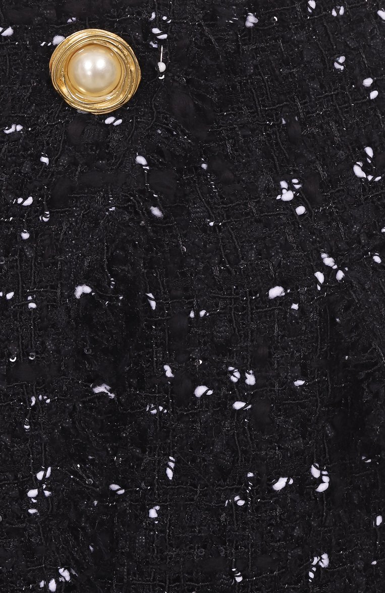 Женская твидовая юбка BALMAIN черного цвета, арт. EF0LA514/XL06 | Фото 6 (Материал внешний: Синтетический материал, Хлопок; Длина Ж (юбки, платья, шорты): Мини; Стили: Романтичный; Кросс-КТ: костюм; Автоматизация ТО: Проставлено; Автоматизация состава: Проставлено)