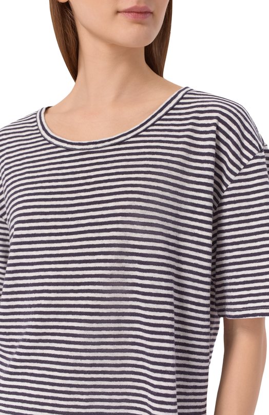 Футболка из хлопка и льна Officine Generale S26WTEE203 Синий  S26WTEE203 Фото 5