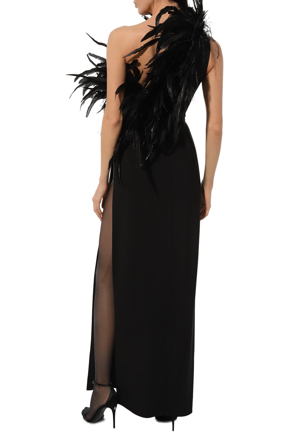 Платье из вискозы с отделкой перьями DOLCE & GABBANA, арт. F6JRFT/FUIAH, фото 4