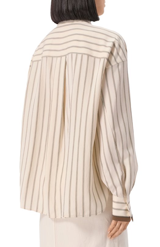 Рубашка из вискозы Brunello Cucinelli MH769RD626 Кремовый  MH769RD626 Фото 4