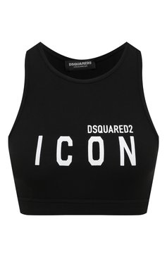 Женский топ DSQUARED2 черного цвета, арт. D8RG04030 | Фото 1 (Материал внешний: Хлопок; Длина (для топов): Укороченные; Стили: Спорт-шик; Женское Кросс-КТ: Топ-спорт; Драгоценные камни: Проставлено; Материал сплава: Проставлено; Рукава: Без рукавов)