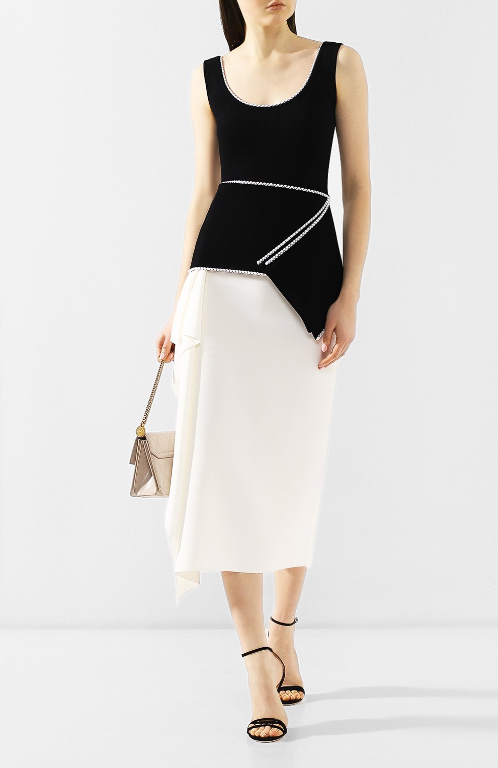 Топ из вискозы ROLAND MOURET черно-белого цвета по цене 89050 руб., арт. SS19/K6302/F0330, фото 2 Топ из вискозы ROLAND MOURET, арт. SS19/K6302/F0330, фото 2