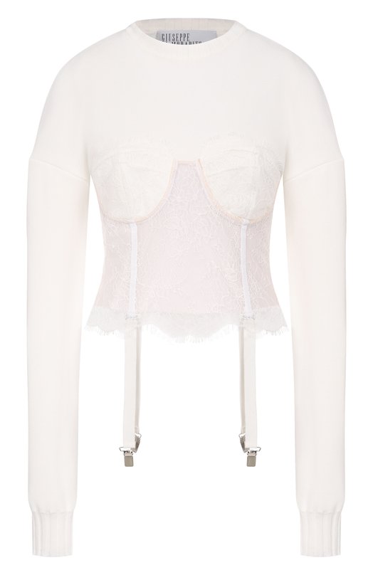 Пуловер из вискозы Giuseppe di Morabito 06PSKNT389 16404 Белый 06PSKNT389 16404