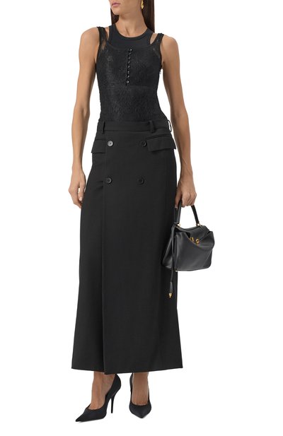 Юбка из вискозы и шерсти BALENCIAGA черного цвета по цене 189000 руб., арт. 838768/TRT01, фото 2 Юбка из вискозы и шерсти BALENCIAGA, арт. 838768/TRT01, фото 2