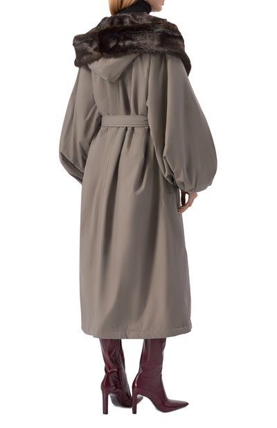 Хлопковое пальто с отделкой из экомеха MAGDA BUTRYM, арт. 226925, фото 4
