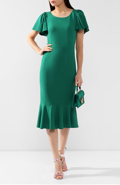 Платье DOLCE & GABBANA зеленого цвета по цене 185500 руб., арт. F6E3HT/FURDV, фото 2 Платье DOLCE & GABBANA, арт. F6E3HT/FURDV, фото 2