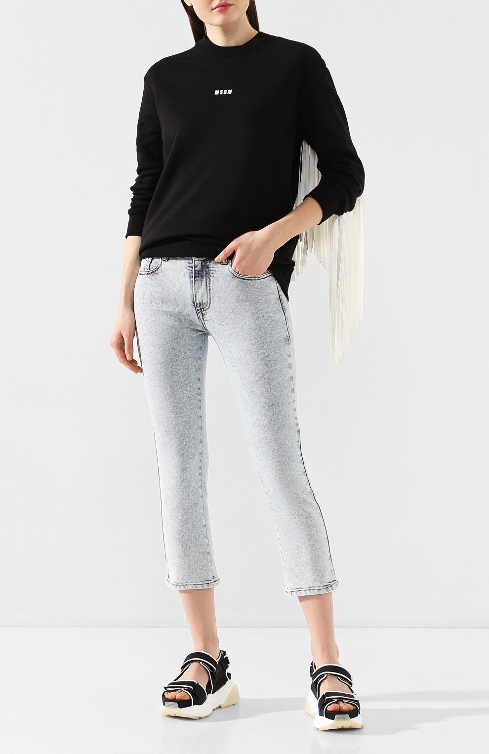 Хлопковый свитшот MSGM черного цвета по цене 28750 руб., арт. 2841MDM105 207299, фото 2 Хлопковый свитшот MSGM, арт. 2841MDM105 207299, фото 2