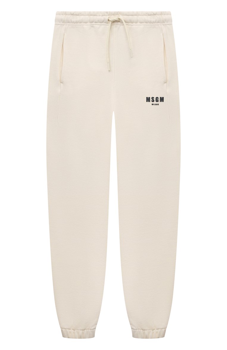 Детские хлопковые джоггеры MSGM KIDS кремового цвета, арт. S4MSJBFP267 | Фото 1 (Нос: Не проставлено; Материал внешний: Хлопок; Автоматизация состава: Проставлено)