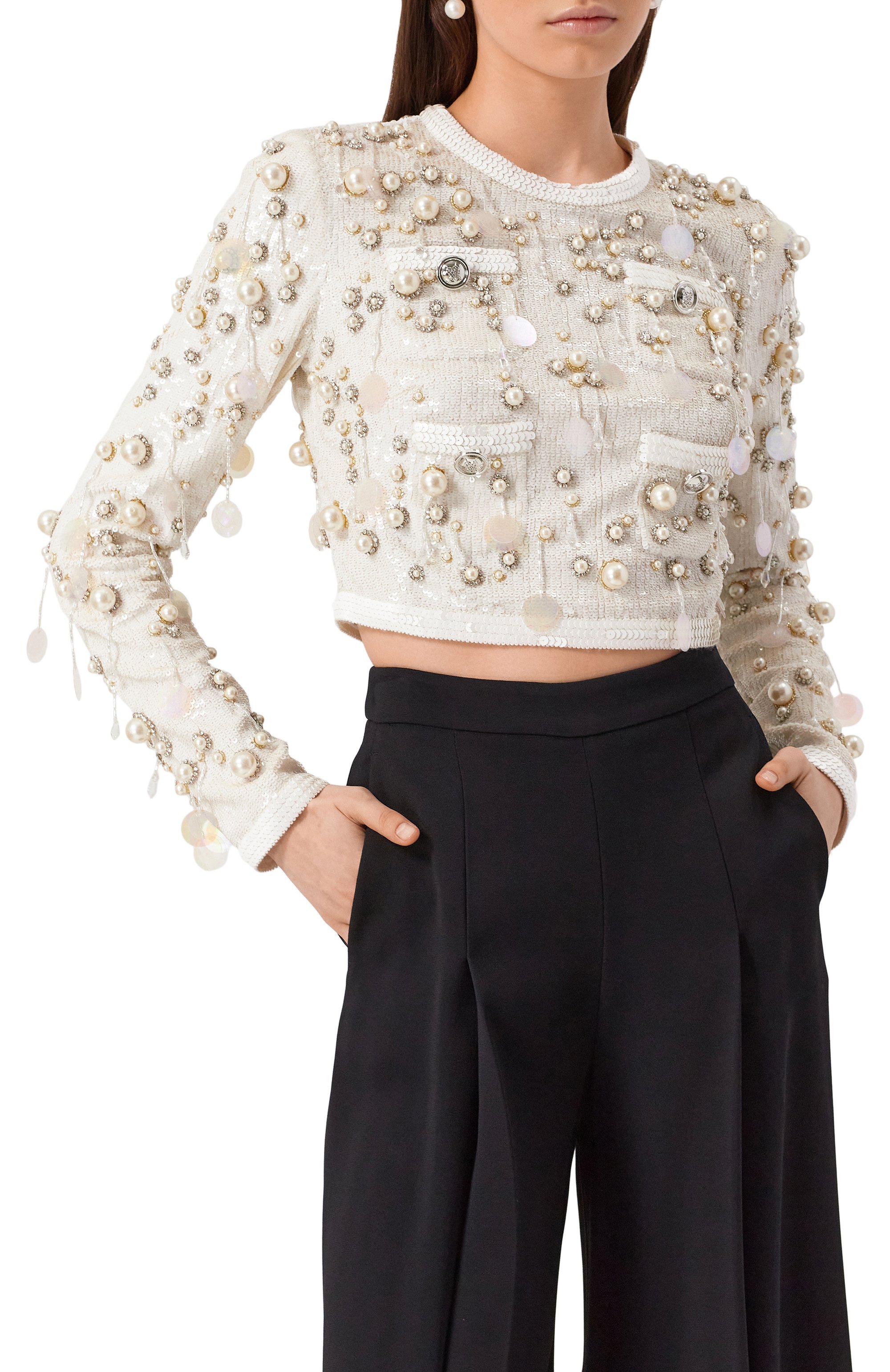 Топ с отделкой пайетками GIAMBATTISTA VALLI, арт. 24FWSVAS1069-E2ASJ, фото 3