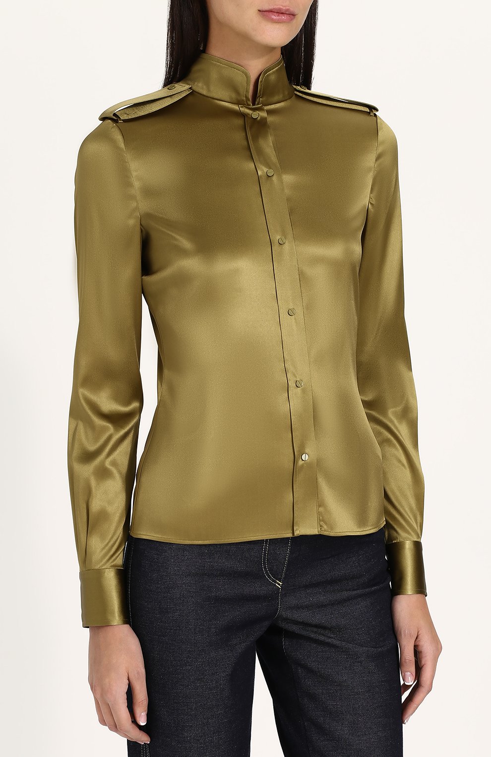 Шелковая блуза с погонами и воротником-стойкой TOM FORD, арт. CA3102-FAX334, фото 3