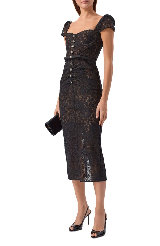 Платье из хлопка и вискозы self-portrait RS26173MAB Чёрный  RS26173MAB Фото 2