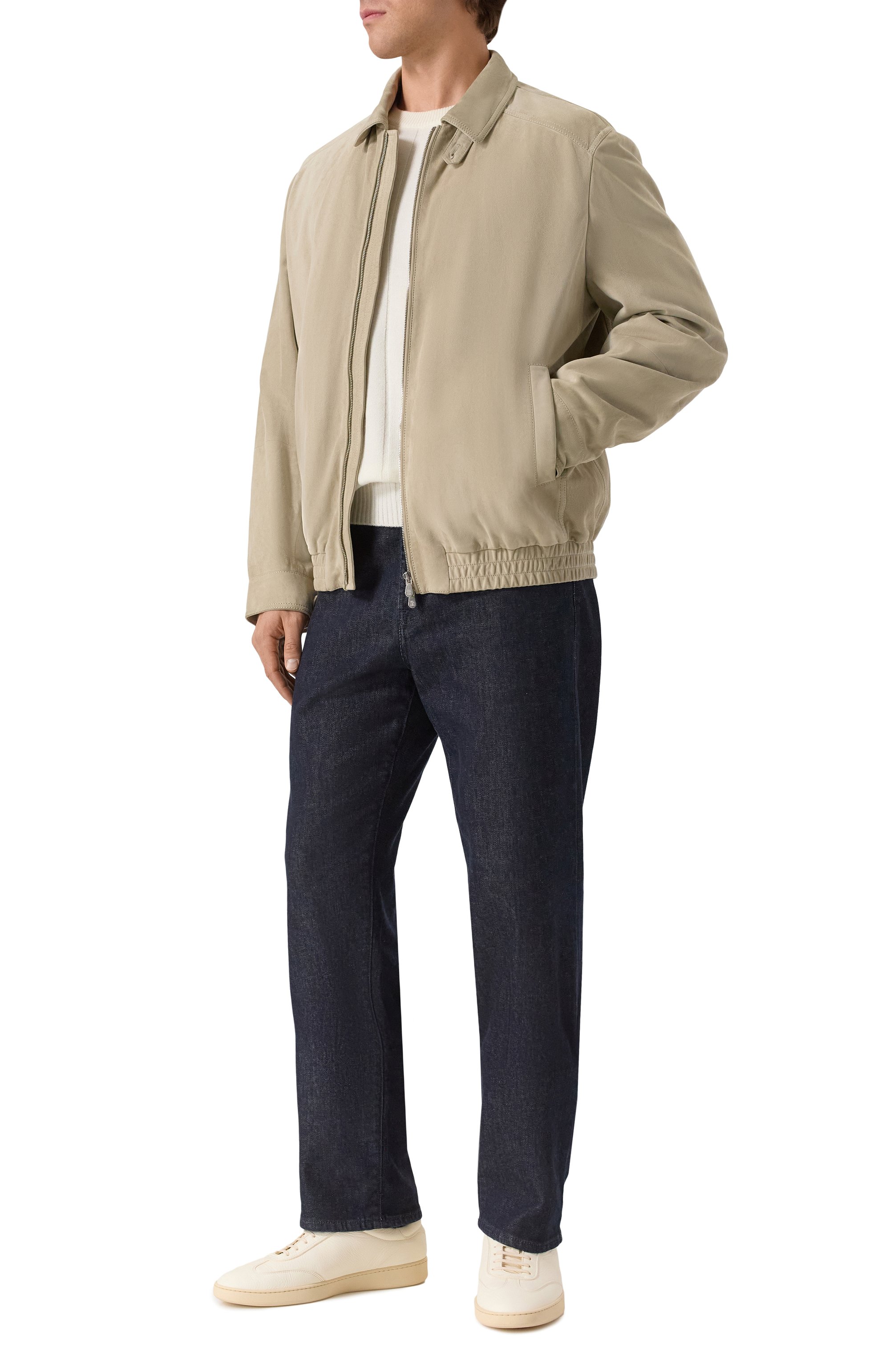 Замшевый бомбер BRUNELLO CUCINELLI бежевого цвета по цене 720500 руб., арт. M0PCL1989P, фото 2 Замшевый бомбер BRUNELLO CUCINELLI, арт. M0PCL1989P, фото 2