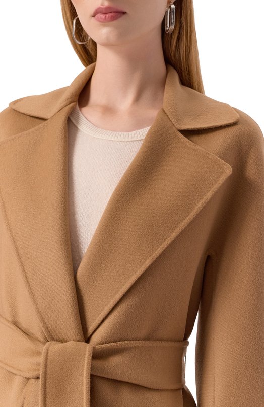 Шерстяное пальто Max Mara Studio AJACCI0 Бежевый  AJACCI0 Фото 5