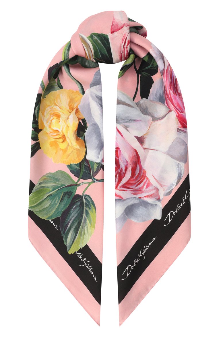 Женский шелковый платок DOLCE & GABBANA розового цвета, арт. FN090R/GDCUI | Фото 1 (Материал: Текстиль, Шелк; Нос: Не проставлено; Принт: С принтом)