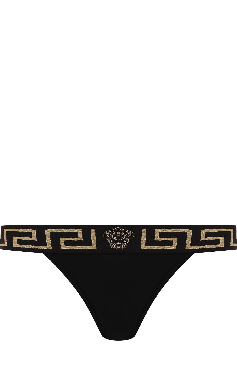 Хлопковые трусы-стринги VERSACE черного цвета по цене 9255 руб., арт. AUD01042/AC00058, фото 1 Хлопковые трусы-стринги VERSACE, арт. AUD01042/AC00058, фото 1