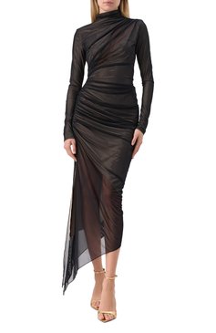 Женское платье MUGLER черного цвета, арт. 25P3R01727595 | Фото 3 (Рукава: Длинные; Материал сплава: Проставлено; Длина Ж (юбки, платья, шорты): Макси; Драгоценные камни: Проставлено; Женское Кросс-КТ: Платье-одежда; Стили: Готика; Случай: Коктейльный; Материал внешний: Синтетический материал)