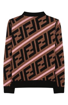 Детский шерстяной кардиган FENDI коричневого цвета, арт. JFG050/A8L7/10A-12+ | Фото 2 (Материал внешний: Шерсть; Рукава: Длинные; Девочки Кросс-КТ: Кардиган-одежда; Статус проверки: Проверена категория; Драгоценные камни: Проставлено; Матери�ал сплава: Проставлено; Ростовка одежда: 10 - 11 лет | 140 - 146см, 12 лет | 152 см)