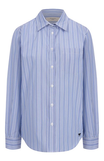 Женская хлопковая рубашка WEEKEND MAX MARA голубого цвета, арт. BAHAMAS | Фото 1 (Рукава: Длинные; Автоматизация ТО: Проставлено; Материал внешний: Хлопок; Длина (для топов): Стандартные; Автоматизация состава: Проставлено)