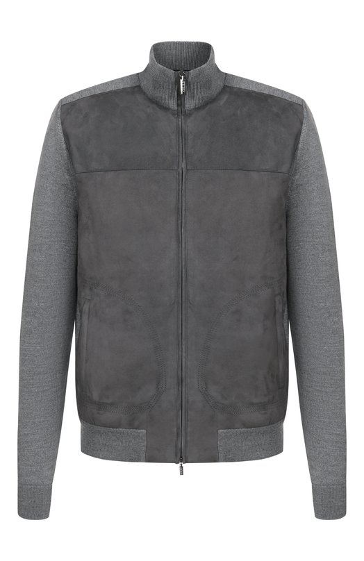 Кардиган с замшевой отделкой Zilli KZMC01M0270VTSU00_002 Серый KZMC01M0270VTSU00_002