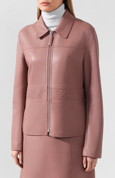 Кожаный жакет BOTTEGA VENETA светло-розового цвета по цене 448000 руб., арт. 546308/V0K90, фото 3 Кожаный жакет BOTTEGA VENETA, арт. 546308/V0K90, фото 3