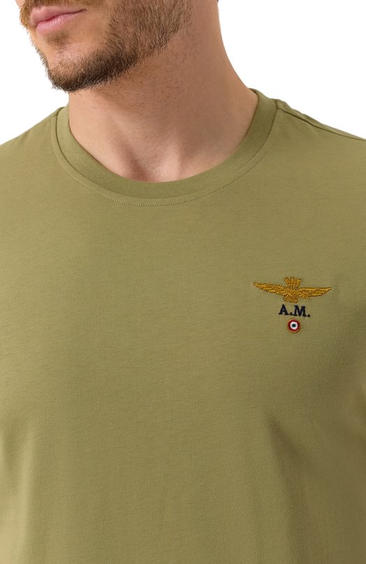 Хлопковая футболка Aeronautica Militare TS1580UJ00372 Хаки  TS1580UJ00372 Фото 5