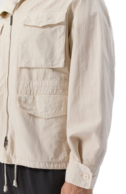 Куртка из хлопка и льна Transit CFUTRCE142 Кремовый  CFUTRCE142 Фото 5